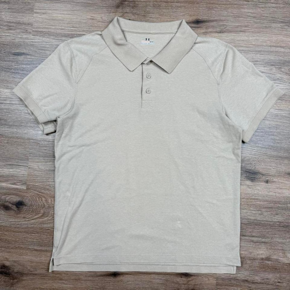 minimalist under armour tan beige polo shirt